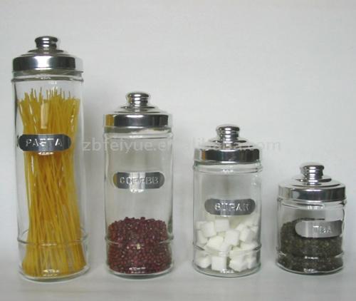  4pc Glass Storage Jars (4pc de rangement en verre Pots)