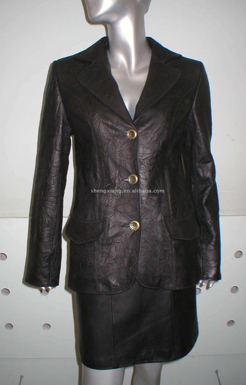  Ladies` Shrink Lamb Leather Jacket ( Ladies` Shrink Lamb Leather Jacket)