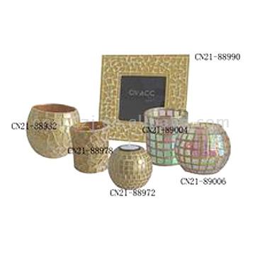  Mosaic Vase and Candle Holder