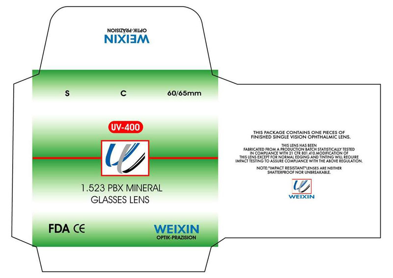  Mineral Glasses Lens in 1.523 UV White (Verres minéraux Lens en 1.523 White UV)