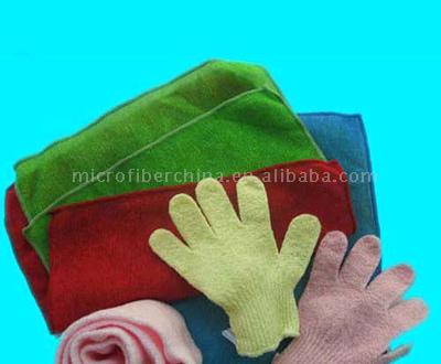  Microfiber Bath Gloves and Towel (Microfibre Gants et serviettes de bain)