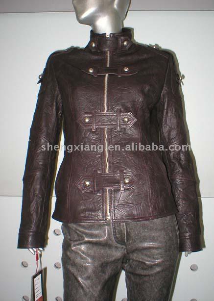  Ladies` Shrink Lamb Leather Jacket ( Ladies` Shrink Lamb Leather Jacket)