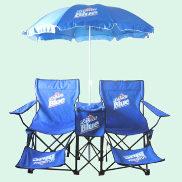  Beach Chairs with Umbrella (Chaises de plage avec parasol)