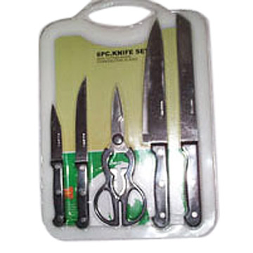  6pcs Kitchen Knife Set With Plastic Cutting Board (6pcs кухни Набор ножей с пластиковыми резко совет)