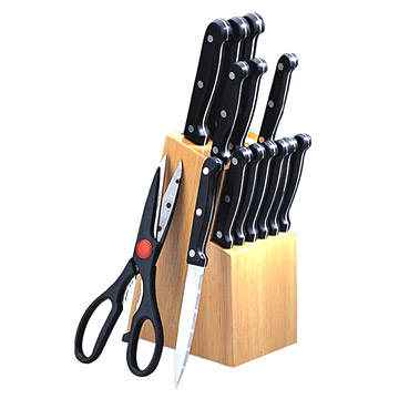  Knife Set with Wooden Block (Messer-Set mit Holzblock)