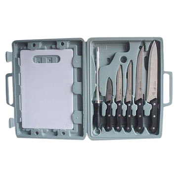  Kitchen Knife Set with Plastic Suitcase (Ensemble de couteaux de cuisine en plastique avec Suitcase)