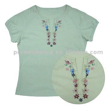  Ladies` T-Shirt with Embroidery ( Ladies` T-Shirt with Embroidery)