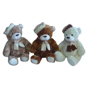  Plush Teddy Bears with Scarf and Hat (Peluche Ours en peluche avec écharpe et chapeau)