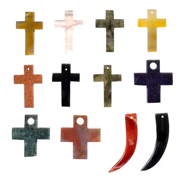  Gemstone Cross and Horn Bead ( Gemstone Cross and Horn Bead)