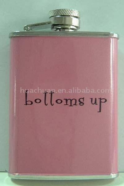  6oz. Stainless Steel Hip Flask with Heart and Star Shaped Stone (6 oz Stainless Steel Hip Flask avec le coeur et la pierre en forme d`étoile)