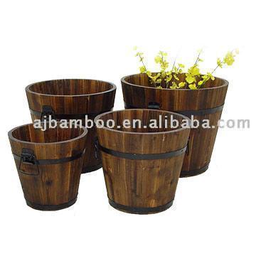  Wooden Flower Pot (Pot de fleurs en bois)