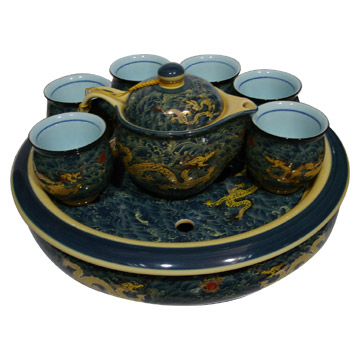  Hand Painted Golden Dragon Tea Set (Ручная роспись Золотой Дракон Чайный сервиз)