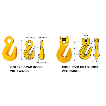  G80 Clevis Grab Hook with Wings, Eye Grab Hook with Wings (G80 Clevis Grab крючком с крыльями, глаза Grab крючком с крыльями)