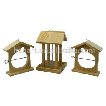  Natural Wood Bird Feeder Set (Natural Wood Bird Feeder Set)