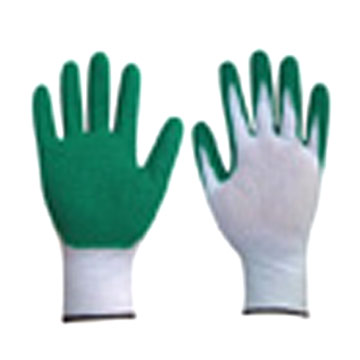  13g White Nylon Green Latex Coated Goffered Glove (13g blanc en nylon vert Latex Coated gaufrées Glove)