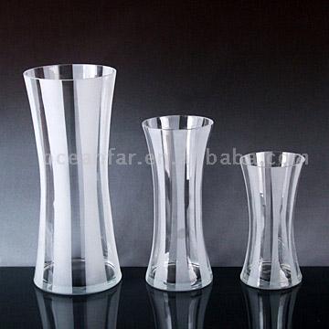  High Clear Glass Vase 3 Ast. with Blow Sand Designing Decoration ( High Clear Glass Vase 3 Ast. with Blow Sand Designing Decoration)