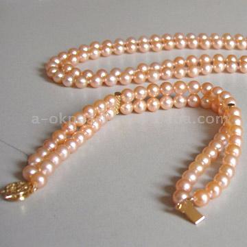  Two Strands Pearl Necklace & Bracelet Set ( Two Strands Pearl Necklace & Bracelet Set)