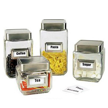  Square Glass Jar with Metal Lid (Square Glas mit Metall-Deckel)