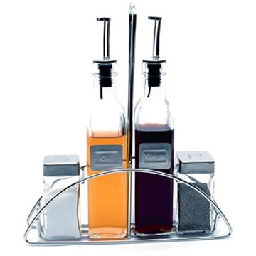 Glas Essig & Öl Flasche mit Eisen-Stand (Glas Essig & Öl Flasche mit Eisen-Stand)