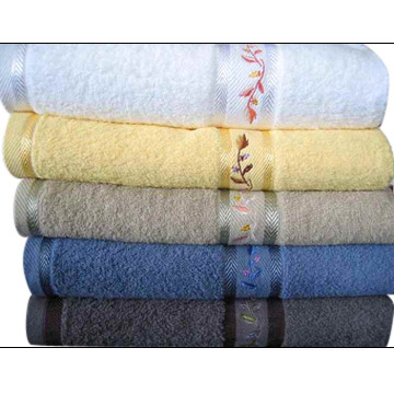  Solid Terry Bath Towel with Embroidery and Border ( Solid Terry Bath Towel with Embroidery and Border)