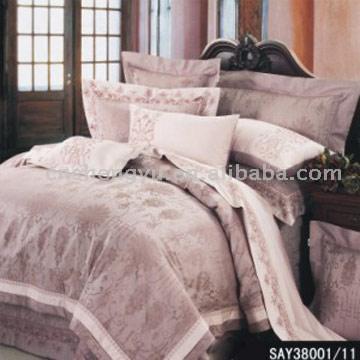 9pc Satin Jacquard Embroidered Bedding Set