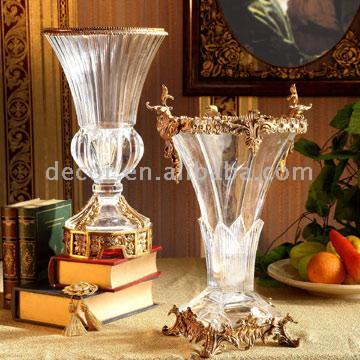  Brass Mounted Crystal Vase ( Brass Mounted Crystal Vase)