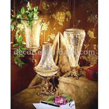  Brass Mounted Crystal Vase ( Brass Mounted Crystal Vase)