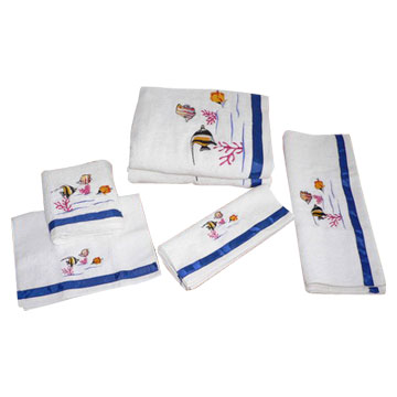  Cotton Embroidery Towel with Color Ribbon (Serviette en coton à broder avec Ruban couleur)