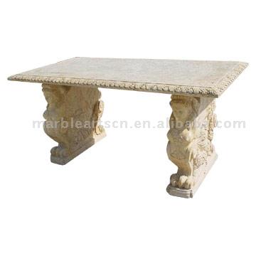 Marmor-Tisch und eine Bank (Marmor-Tisch und eine Bank)