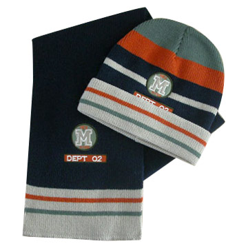  Acrylic Knitted Beanie Hat and Scarf Set (Acrylic Knitted Beanie Mütze und Schal Set)