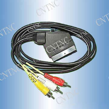 Scart-Stecker auf 3 Cinch RCA Stecker mit Kabel (Scart-Stecker auf 3 Cinch RCA Stecker mit Kabel)