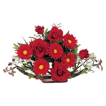  Velvet Opened Rose and Gerber Decoration