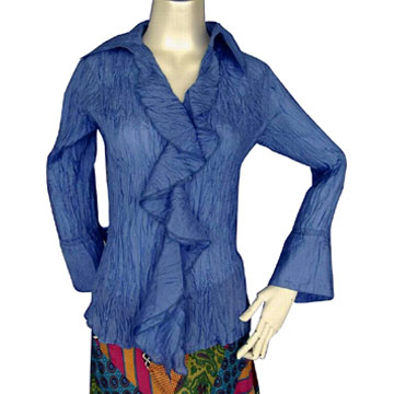  Long Sleeve Crinkled Shirt with Ruffle at Hem (Gaufrées Shirt à manches longues avec volants à l`ourlet)
