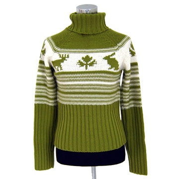  Ladies` Turtle-Neck Pullover with Jacquard Design ( Ladies` Turtle-Neck Pullover with Jacquard Design)