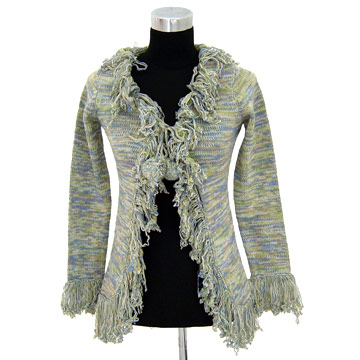  Ladies` 100% Acrylic Twisted Yarn Cardigan (100% женский Акриловые крученой пряжи Кардиган)