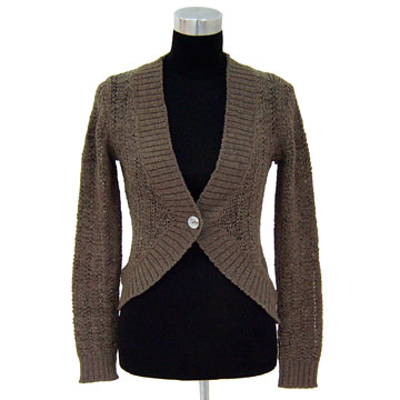  Ladies` 100% Polyester Tape Yarn Cardigan ( Ladies` 100% Polyester Tape Yarn Cardigan)
