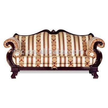  Fabric Wooden Carved Sofa #9390 (Ткани деревянной резной диван # 9390)