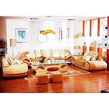 Leather and Fabric Sofa