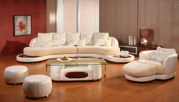  Leather and Fabric Sofa