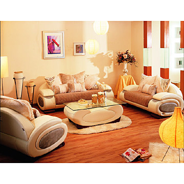  Leather and Fabric Sofa