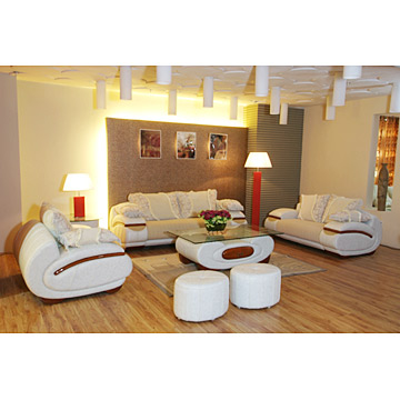  Leather and Fabric Sofa