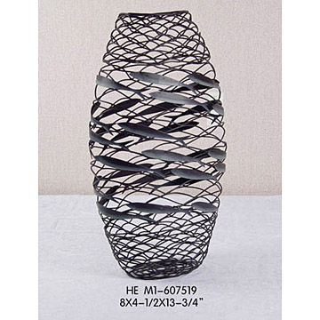  Metal Vase with Fish Decoration