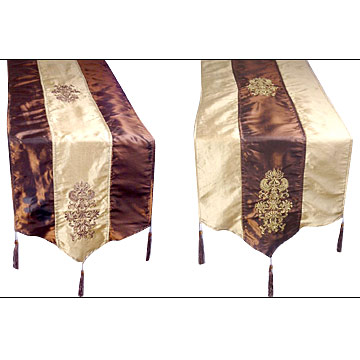  Embroidery Satin Table Runner with Tassel ( Embroidery Satin Table Runner with Tassel)