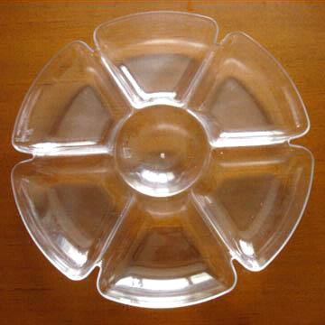  Crystal Clear Plastic Round Tray with Compartments ( Crystal Clear Plastic Round Tray with Compartments)