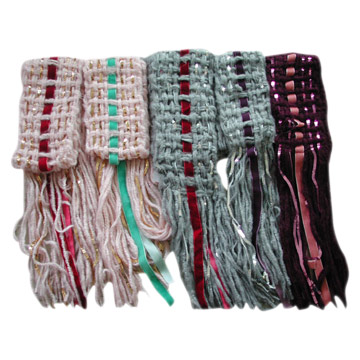  Chunky Mohair Crochet Scarf with Velvet Ribbon (Mohair Chunky Crochet Echarpe avec Velvet Ribbon)