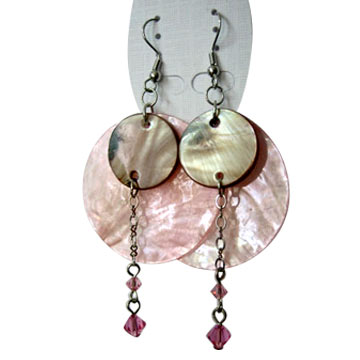  Round Pink Shell Earring (Круглые Pink Shell Серьги)