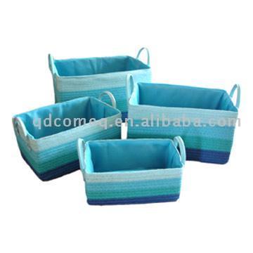  Paper Fabric Storage Basket with Handles (3pcs) ( Paper Fabric Storage Basket with Handles (3pcs))