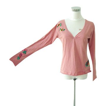  Ladies` Long Sleeve V-Neck T-Shirt ( Ladies` Long Sleeve V-Neck T-Shirt)