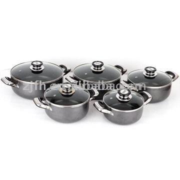  10pc Aluminum Non-Stick Cookware Set (10pc aluminium ustensiles antiadhésifs Set)