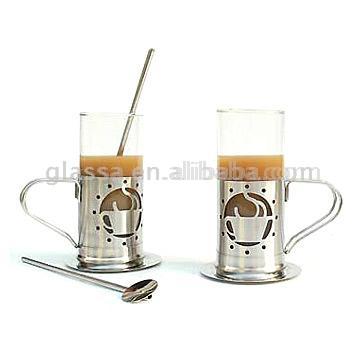  Irish Coffee Cups with Straws and Coasters Set (Irish Coffee Tassen mit Trinkhalme und Untersetzer Set)